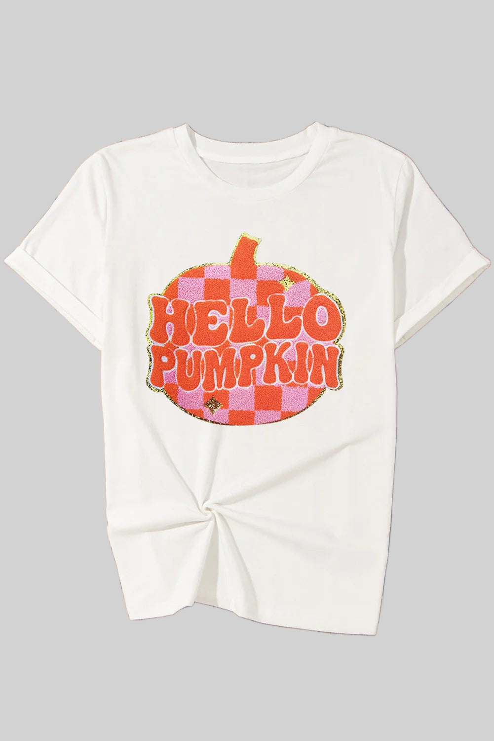 Pumpkin Round Neck Short Sleeve T-Shirt nicholesgifts