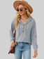 Drawstring Half Button Long Sleeve Hoodie nicholesgifts