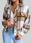 Plaid Collared Neck Long Sleeve Jacket nicholesgifts