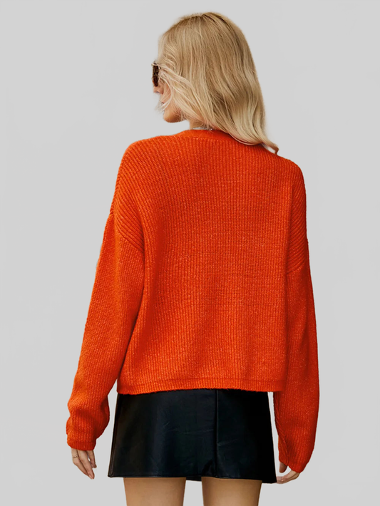 Women Dropped Shoulder Button Up Cardigan nicholesgifts