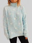 Women Heart Heathered Turtleneck Drop Shoulder Pullover Sweater nicholesgifts