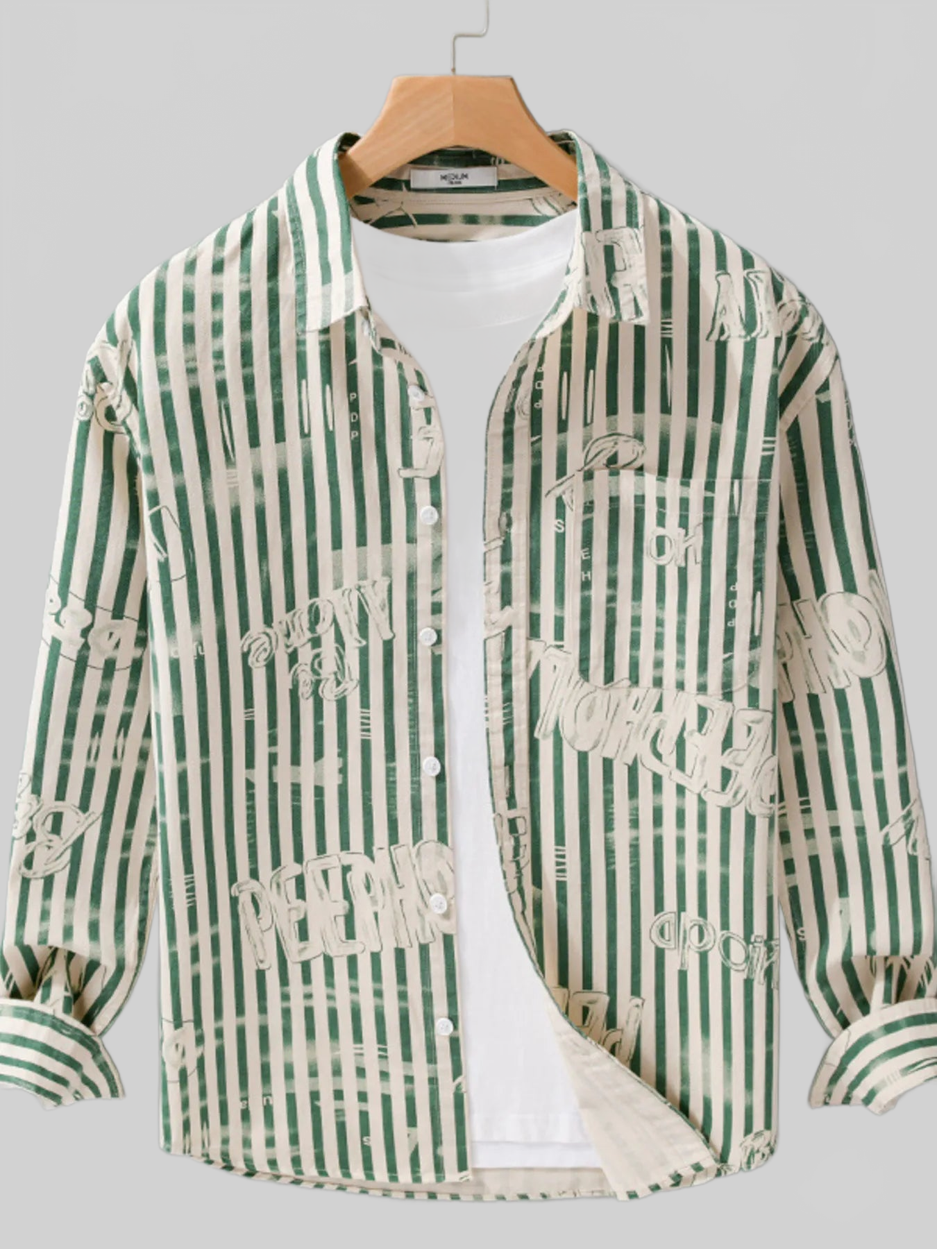Men's Plus Size Striped Button Up Long Sleeve Shirt nicholesgifts