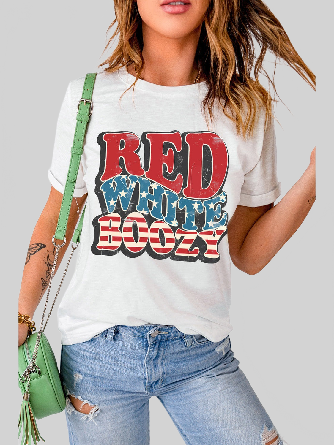 Women Letter Graphic Round Neck Short Sleeve T-Shirt nicholesgifts