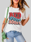 Women Letter Graphic Round Neck Short Sleeve T-Shirt nicholesgifts