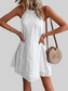 Eyelet Grecian Neck Mini Dress nicholesgifts