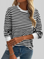 Women Ivy Lane Striped Round Neck Long Sleeve Sweatshirt nicholesgifts