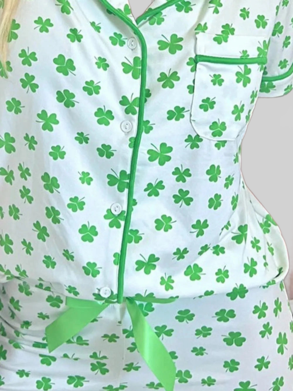 Lucky Clover Shirt and Shorts Lounge Set nicholesgifts