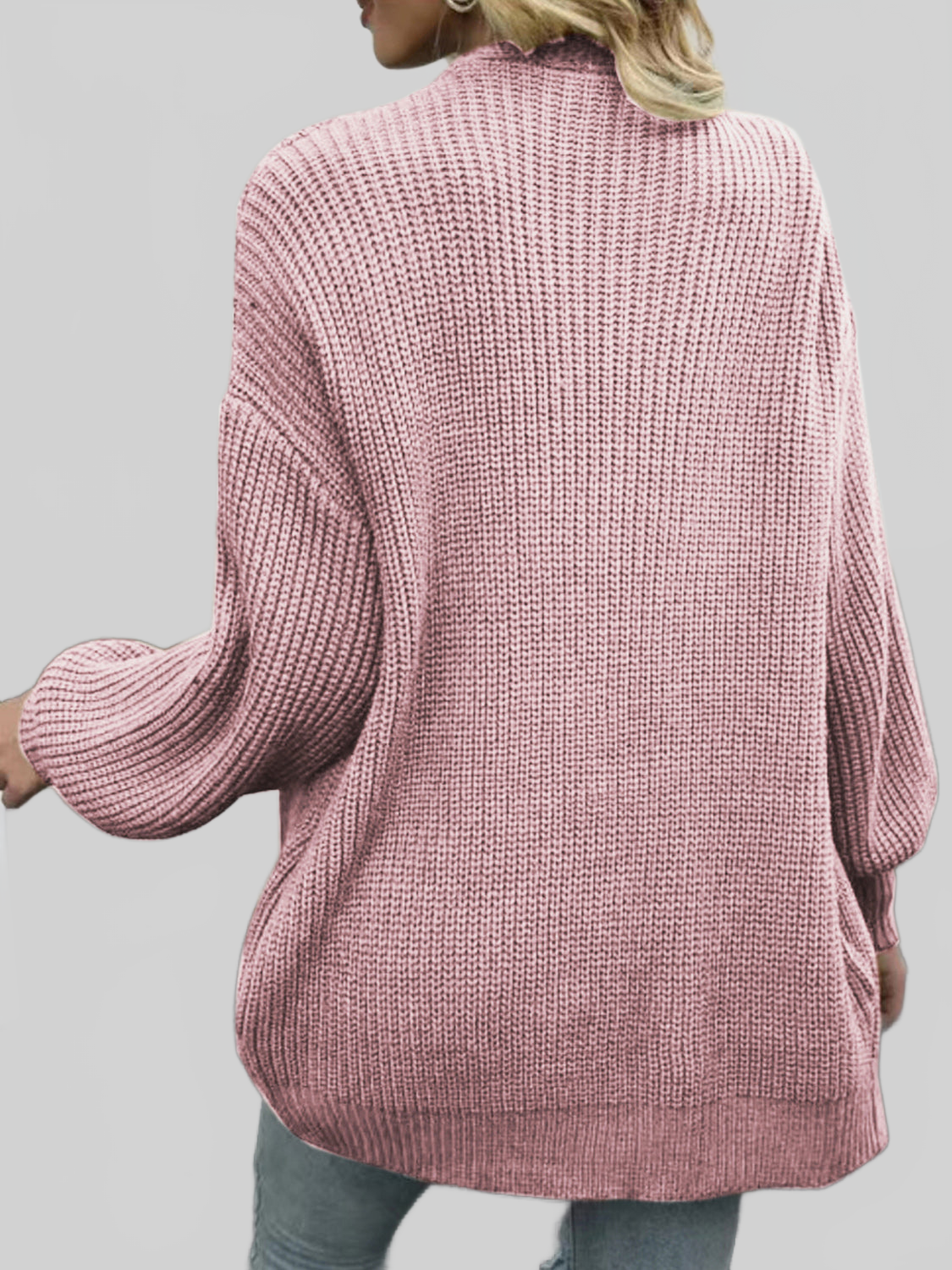 Drop Shoulder Balloon Sleeve Cardigan nicholesgifts