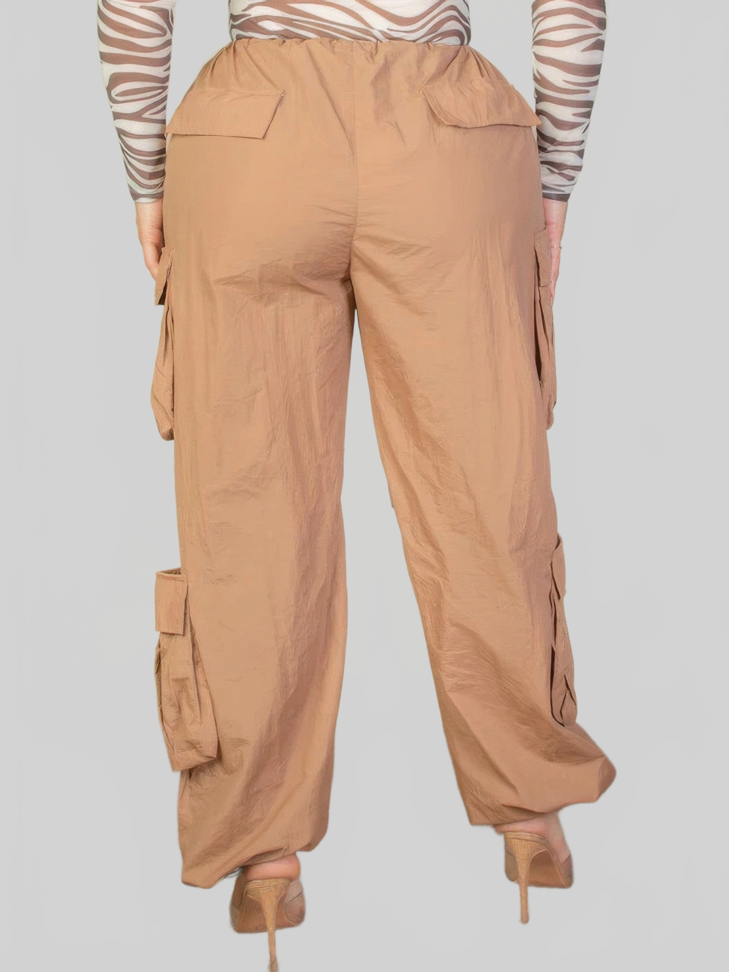 Plus Size Women Flap Pockets Drawstring Ruched Parachute Pants NicholesGifts