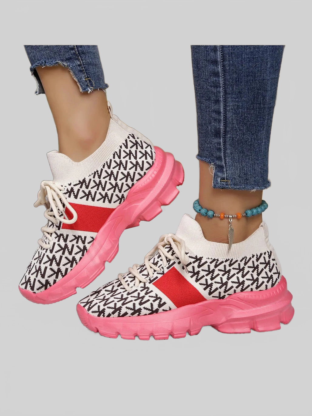Round Toe Lace Up Sneakers nicholesgifts