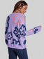 Flower Pattern Round Neck Long Sleeve Sweater nicholesgifts