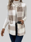 Women Cozy Plaid Sherpa Vest Coat nicholesgifts