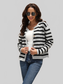 Angel Wings Striped Round Neck Button-Down Dropped Shoulder Cardigan nicholesgifts