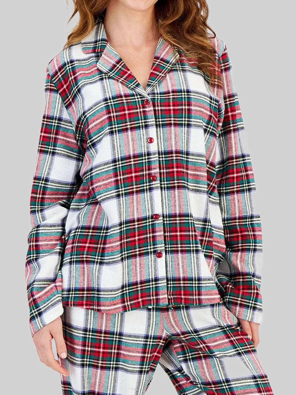 Plaid Collared Neck Button Up Top and Pants Lounge Set nicholesgifts