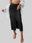 Raw Hem Front Slit Denim Midi Skirt nicholesgifts