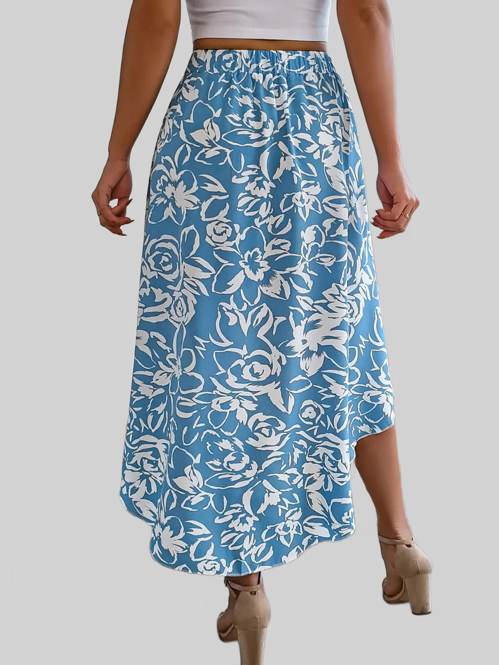 High-Low Printed High Waist Skirt nicholesgifts