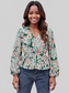 Floral V-Neck Balloon Sleeve Blouse NicholesGifts