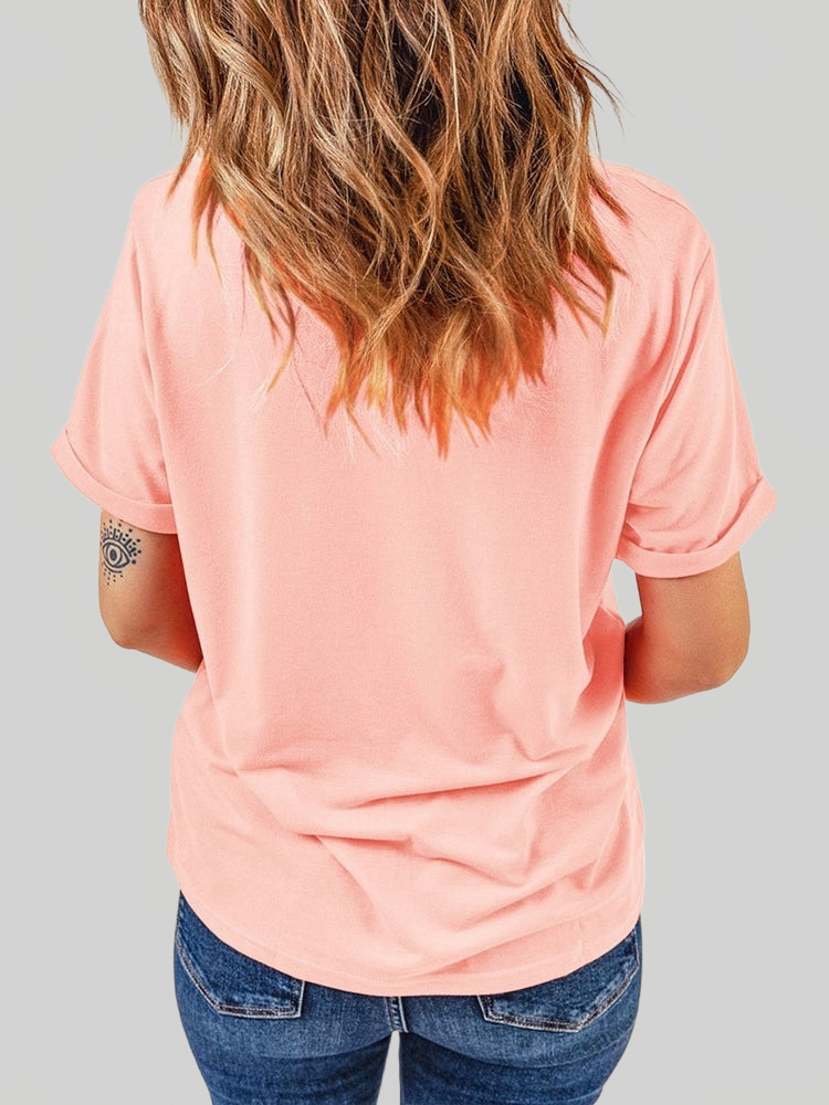 Women MAMA Round Neck Short Sleeve Peach Colored T-Shirt nicholesgifts