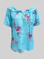 Women Full Size Printed Tie Neck Short Sleeve Blouse nicholesgifts
