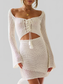 Women Cutout Lace-Up Long Sleeve Cover Up nicholesgifts