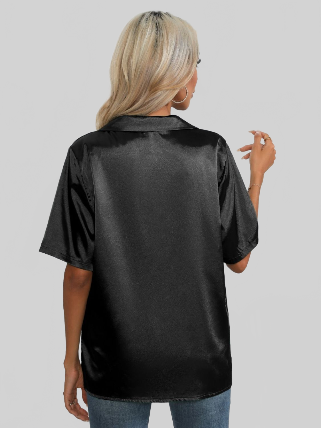Women Button Up Collared Neck Shirt nicholesgifts