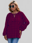 Ivy Lane Plaid Tie Neck Balloon Sleeve Blouse NicholesGifts