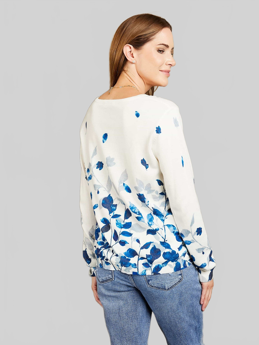 Woven Right Floral Button Front Round Neck Cardigan nicholesgifts