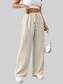 Casual Drawstring Wide Leg Pants nicholesgifts