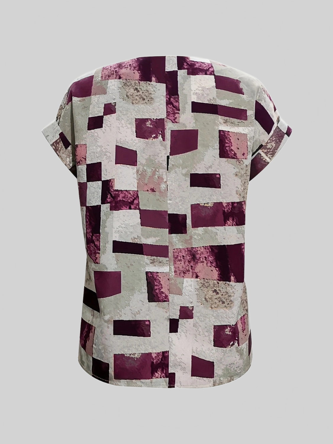 Women Printed Notched Short Sleeve Blouse nicholesgifts