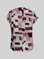 Women Printed Notched Short Sleeve Blouse nicholesgifts