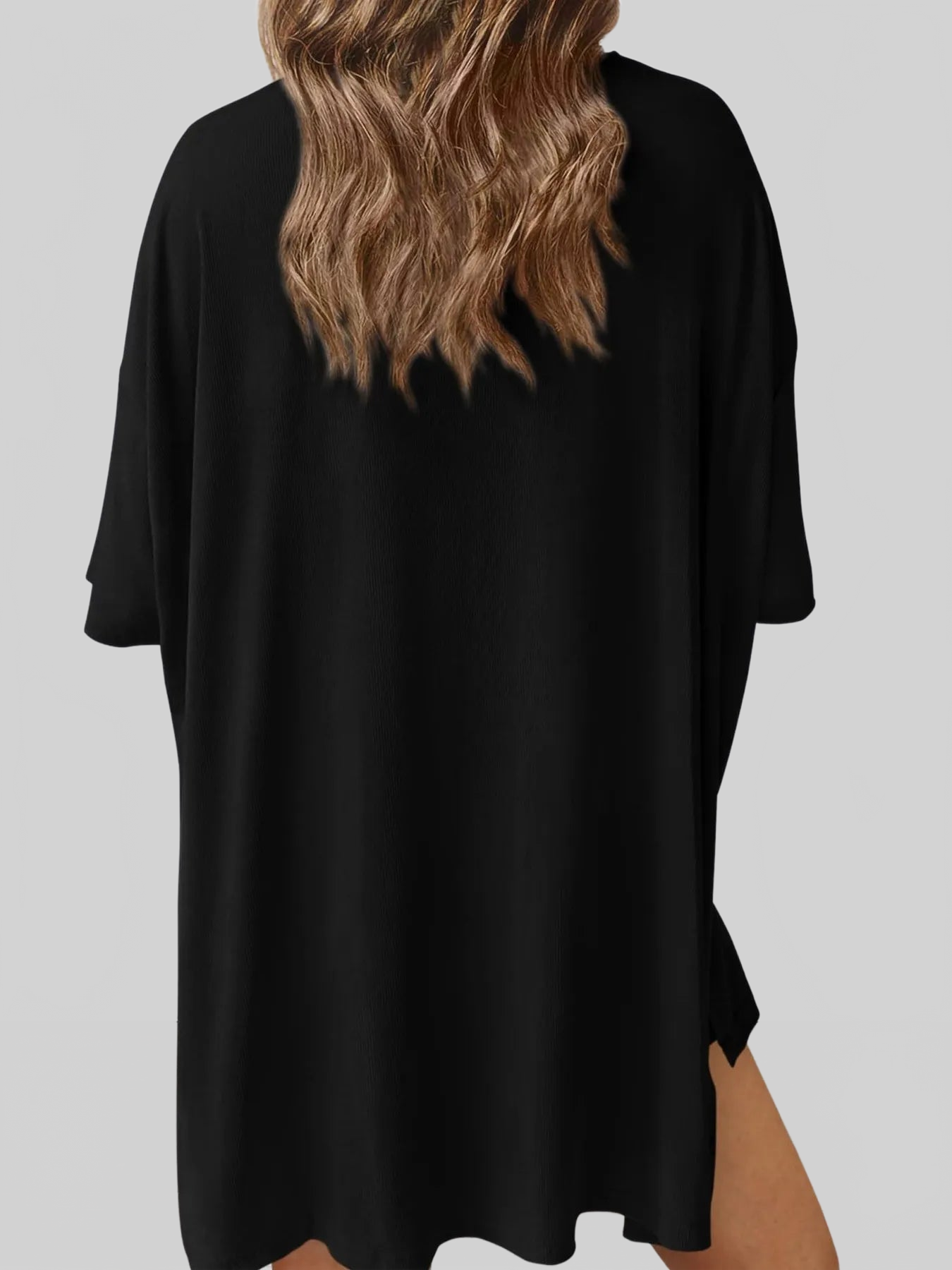 Full Size Oversized Slit Round Neck Top and Shorts Lounge Set Plus Size nicholesgifts