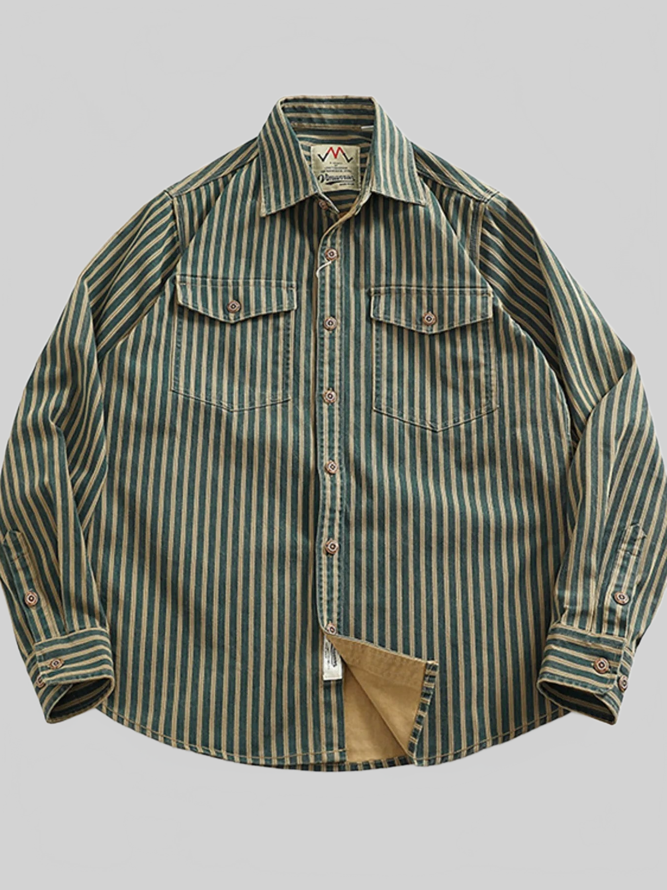 Men's Plus Size Striped Button Up Long Sleeve Shirt nicholesgifts