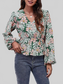 Floral V-Neck Balloon Sleeve Blouse NicholesGifts
