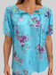 Women Full Size Printed Tie Neck Short Sleeve Blouse nicholesgifts