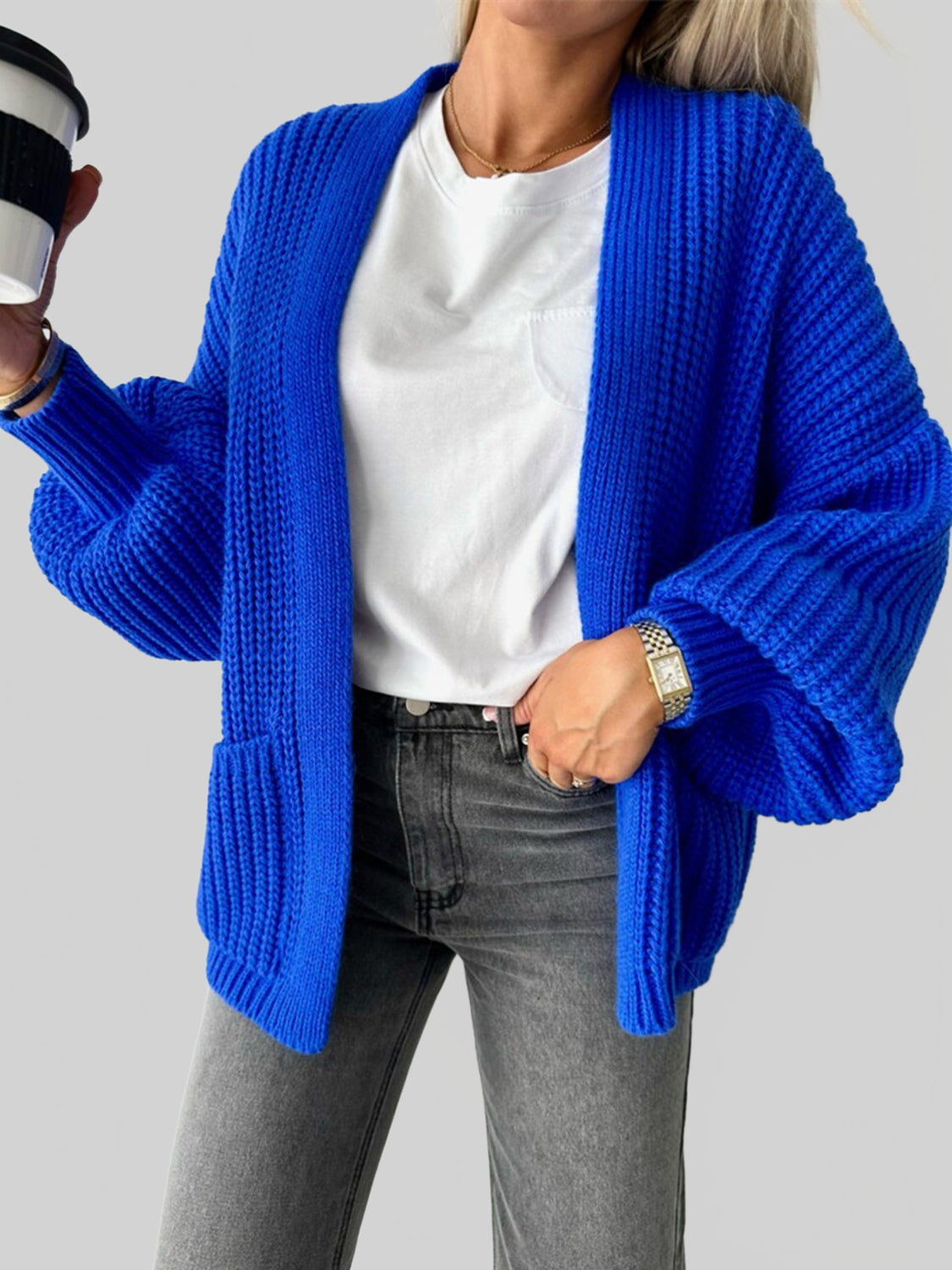 Open Front Dropped Shoulder Cardigan nicholesgifts