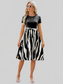Printed Tie Waist Short Sleeve Dress nicholesgifts