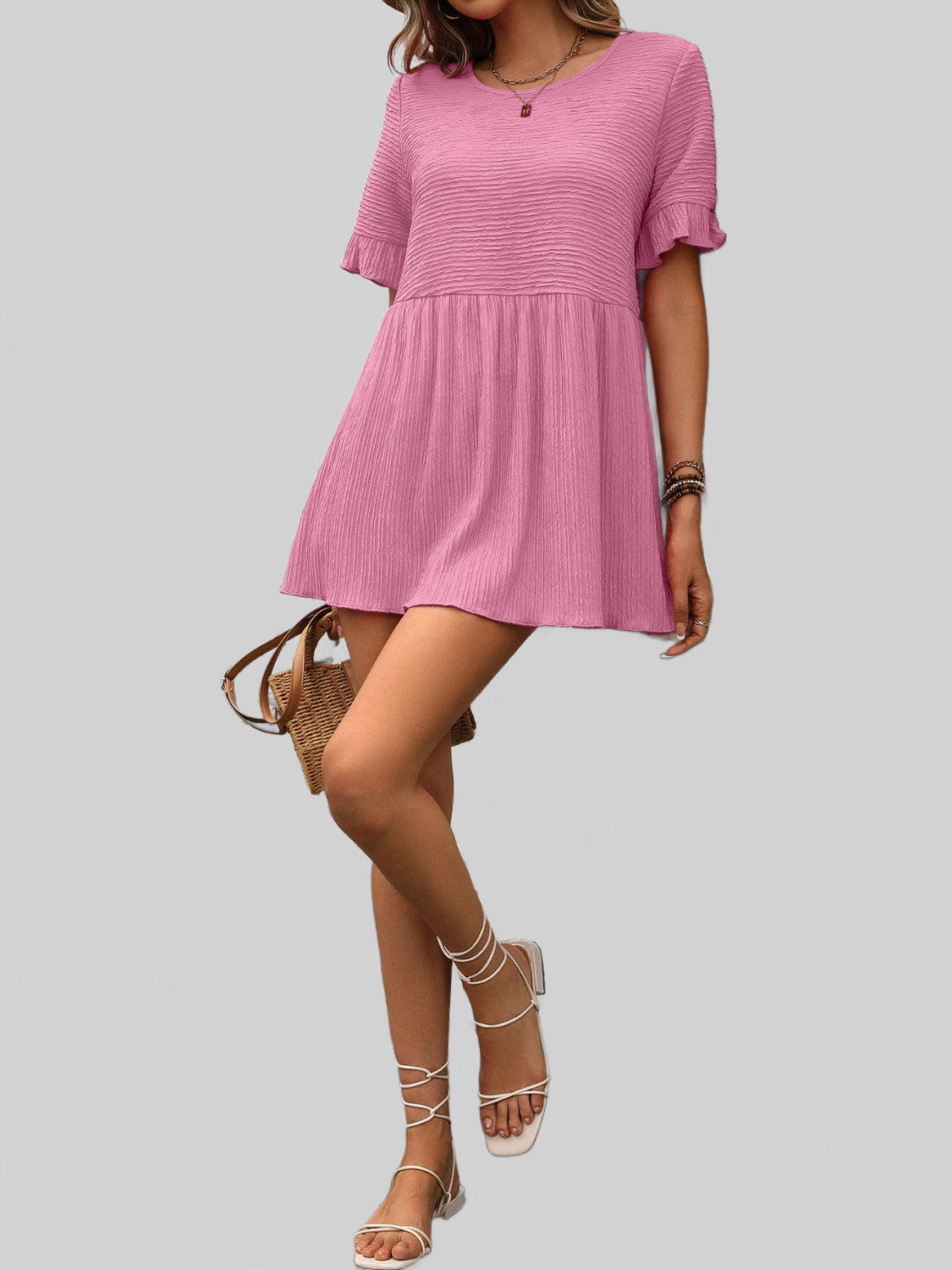 Women Round Neck Short Sleeve Blouse nicholesgifts