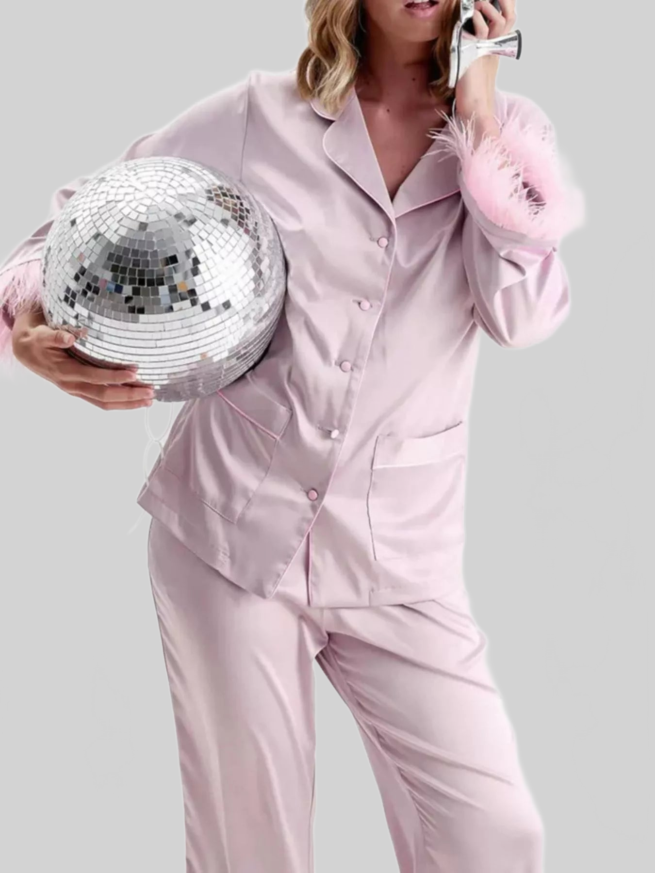 Silky Button Up Top and Pants Lounge Set nicholesgifts