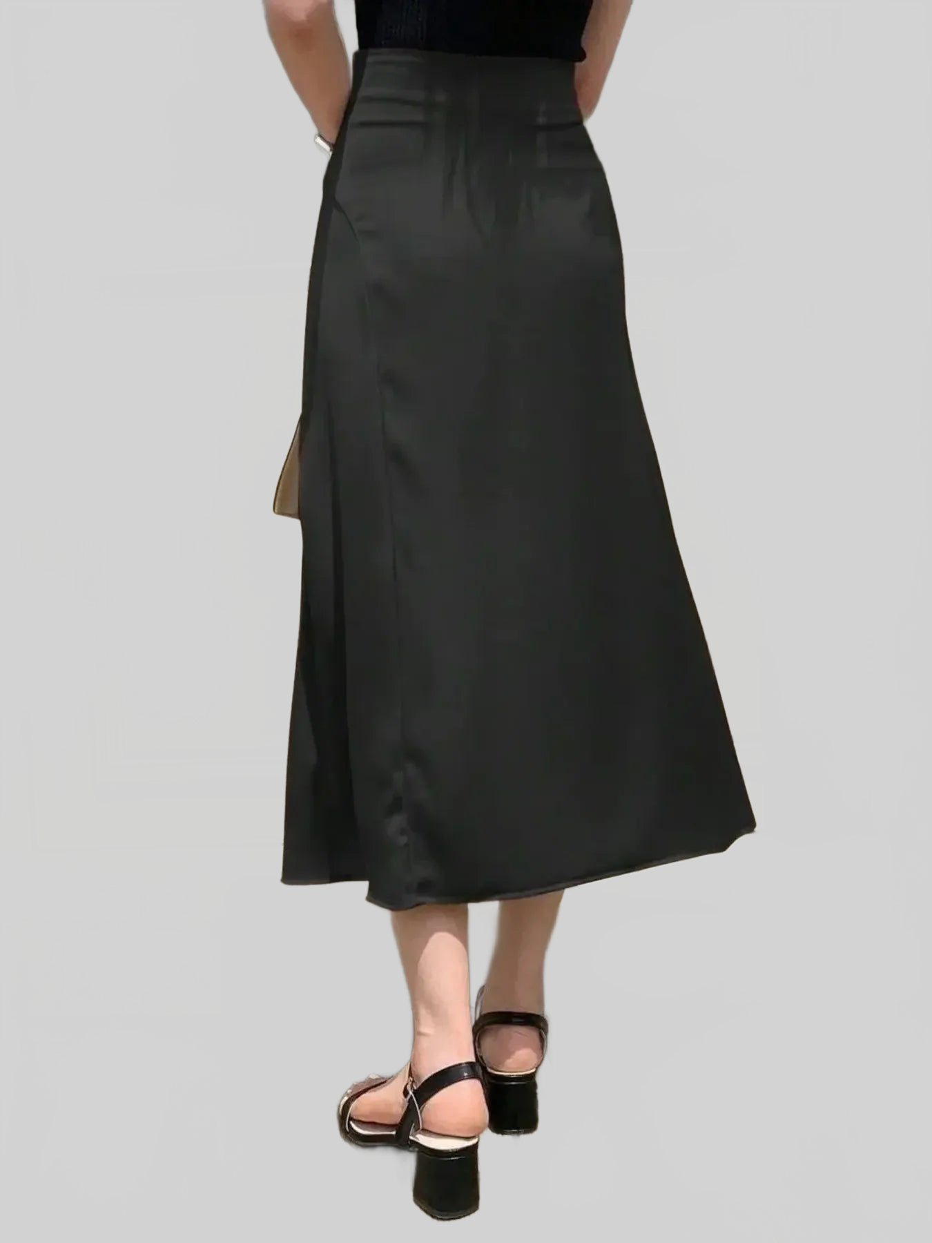 Asymmetric Wrap Midi Skirt with Fluted Hem nicholesgifts
