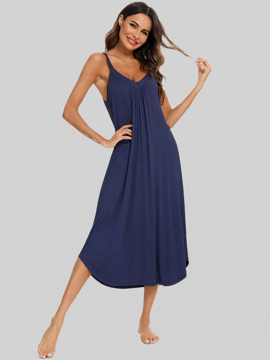 V-Neck Midi Lounge Dress nicholesgifts