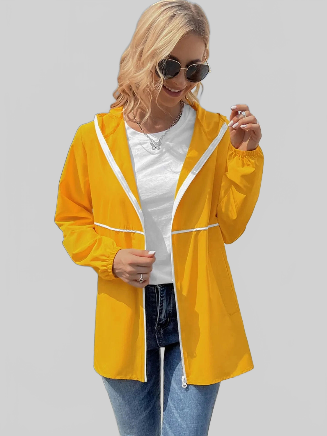 Ivy Lane Zip Up Long Sleeve Hooded Watertight Jacket nicholesgifts