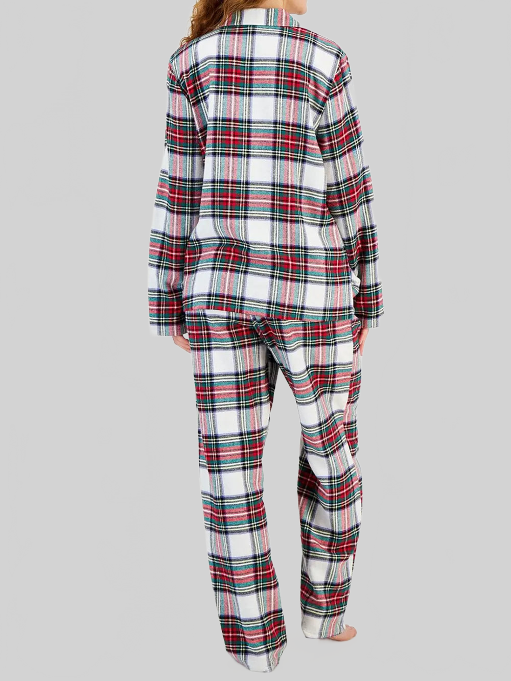 Plaid Collared Neck Button Up Top and Pants Lounge Set nicholesgifts
