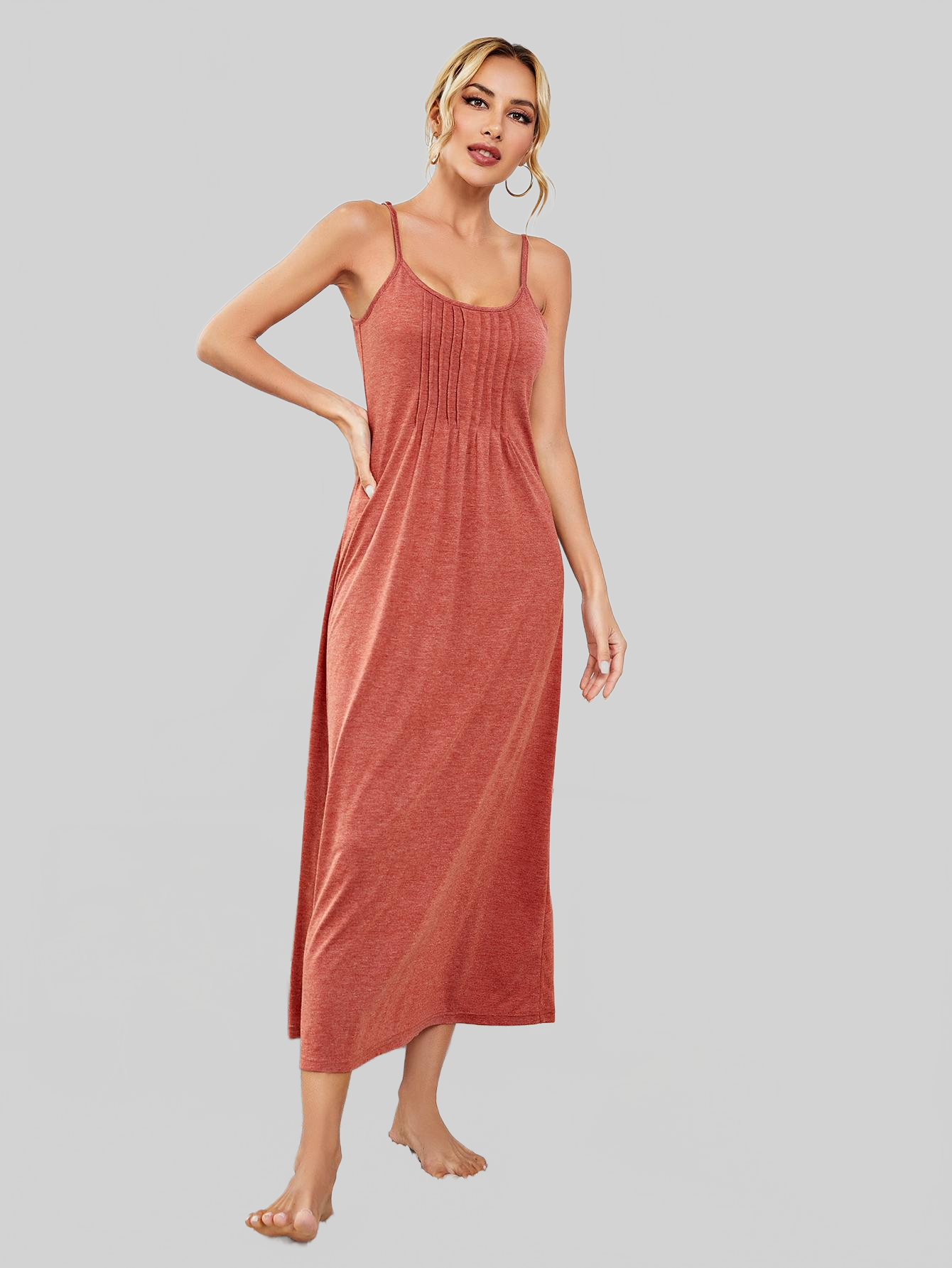 Scoop Neck Spaghetti Strap Night Dress nicholesgifts
