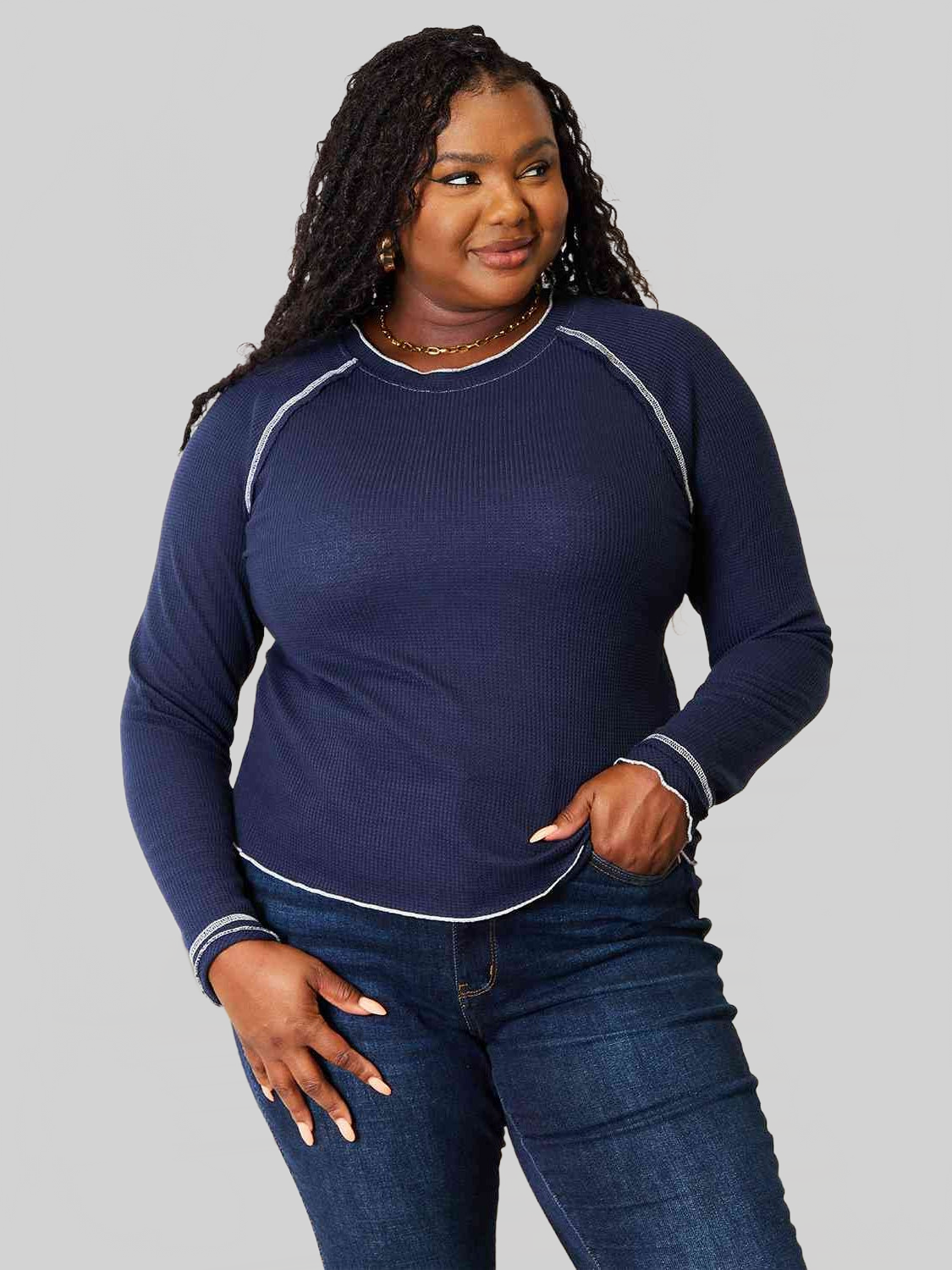 Women Basic Long Raglan Sleeve Round Neck Top NicholesGifts