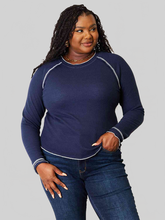 Women Basic Long Raglan Sleeve Round Neck Top NicholesGifts