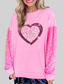 Women Valentine’s Day Sequin Heart Long Sleeve Sweatshirt nicholesgifts
