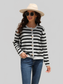 Angel Wings Striped Round Neck Button-Down Dropped Shoulder Cardigan nicholesgifts