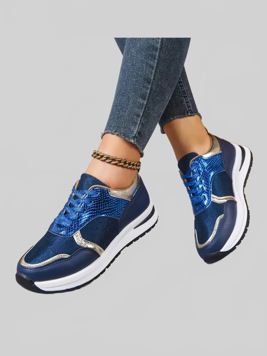 Round Toe Lace Up Sneakers Trendsi