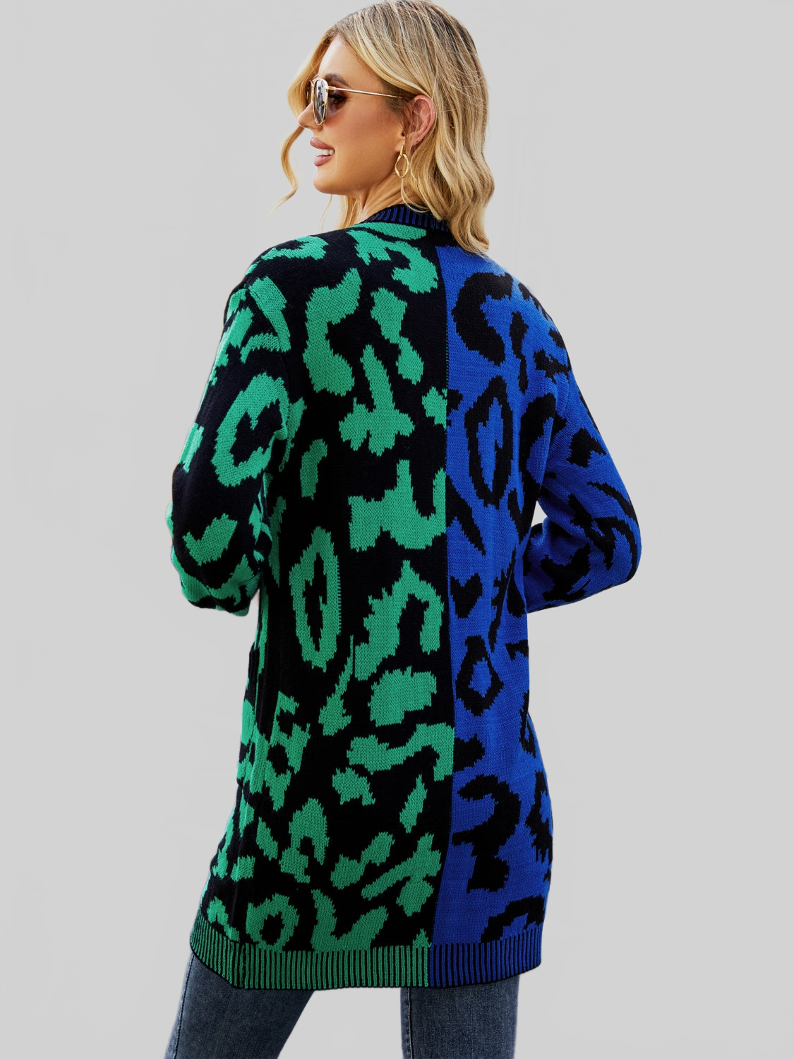 Women Angel Wings Leopard Button Down Longline Cardigan nicholesgifts