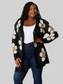 Women Perfee Floral Button Down Longline Cardigan nicholesgifts